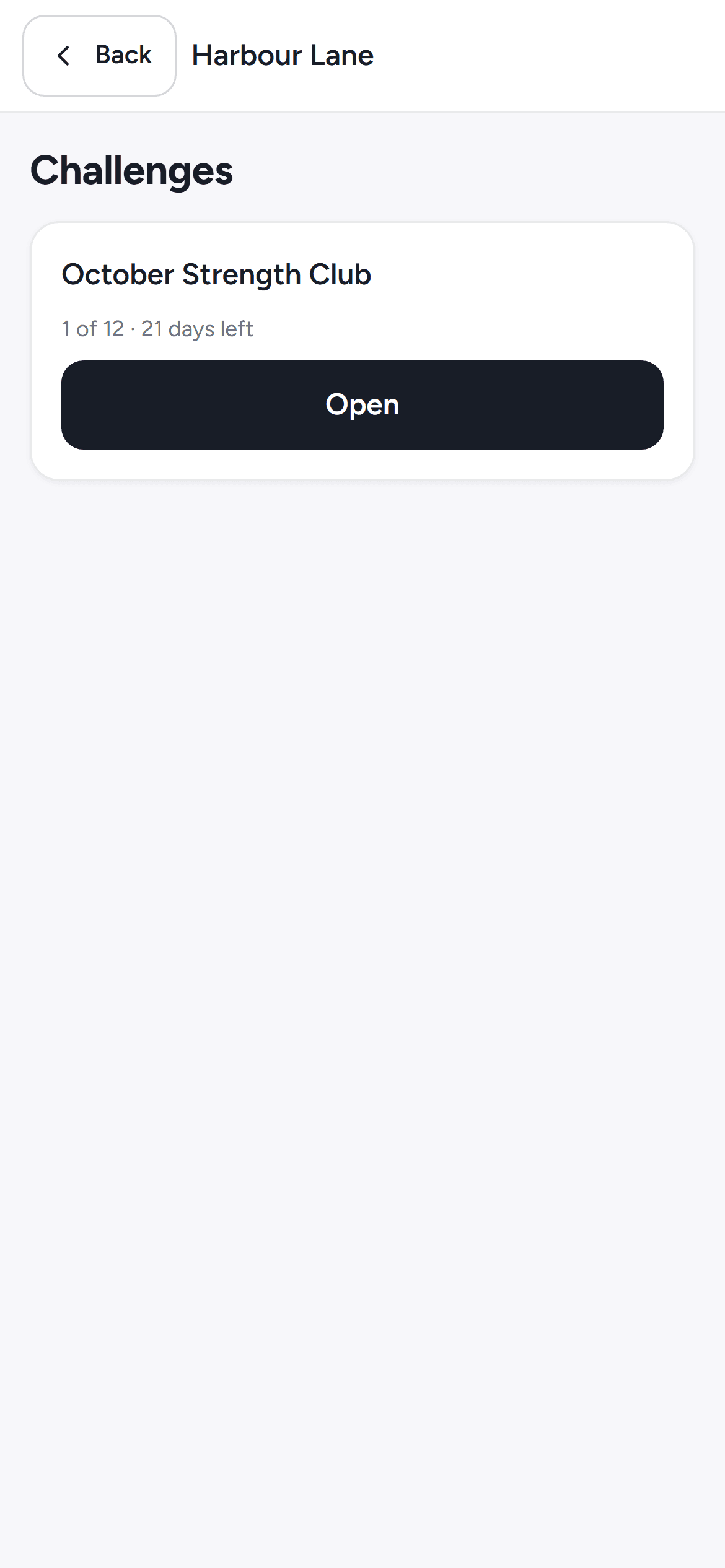 The challenges page in the phone app.